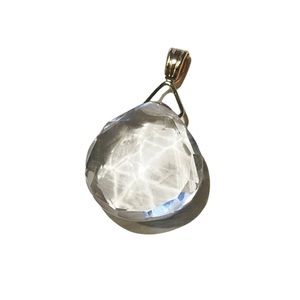 14k gold quartz gemstone drop pendant